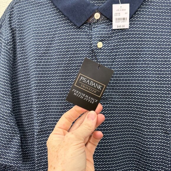 Jos A Bank Traveler Cotton Short Sleeve Printed Polo Shirt J035158 Mens 2X NEW - Picture 4 of 8